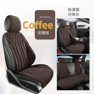 Coussin de siège de voiture universel, une seule pièce, tissu en maille ventilé, motif diamant, pour la rangée avant, ensemble double siège, gris clair, quatre saisons - Product Image 3