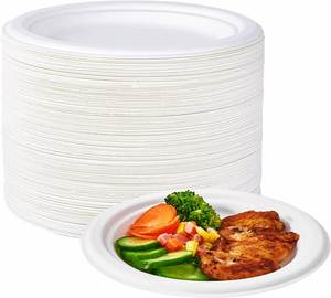 จานกระดาษสีขาวแบบใช้แล้วทิ้ง ย่อยสลายได้ หลายขนาด ทนทาน - Product Image 3