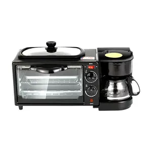 Máquina de desayuno multifuncional Horno 3 en 1 horno tostador de pan eléctrico automático multifunción 3 en 1 máquina de desayuno