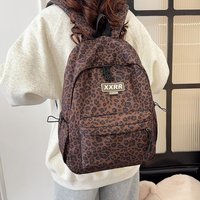 Sac à dos tendance pour femme, style européen et américain, imprimé léopard, imperméable, résistant à l'usure, en polyester, pour l'école, automne-hiver