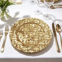 Assiettes rondes en plastique PP de style américain haut de gamme, finition pigmentée, motif végétal, multi-usages, pour mariage, banquet, fête