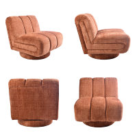 Fauteuil pivotant moderne capitonné en terre cuite, fauteuil d'appoint, fauteuil simple, fauteuil de salon, vente en gros pour salon et chambre à coucher