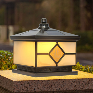 Lampe solaire à pilier en cuivre massif Nightsappan PL-9127, étanche IP55, LED, style chinois, pour portail extérieur - Product Image 1