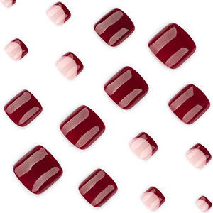 <span class=keywords><strong>Uñas</strong></span> postizas minimalistas rojas con logo pre-diseñado, personalizables, estilo francés cuadrado corto, puntas de <span class=keywords><strong>manicura</strong></span> de gran venta transfronteriza. - Product Image 3