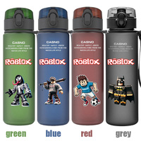 Bouteille d'eau givrée Roblox 560 ml en plastique avec impression Stitch Anime Game – Cadeau – Noir, bleu, vert, rouge – Grande capacité