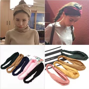 Boho tinta unita elasticizzato ragazze con cerchietto incrociato in <span class=keywords><strong>Suede</strong></span> lavorato a maglia con turbante Plain Headwrap allenamento Vintage per capelli accessori per donne - Product Image 3