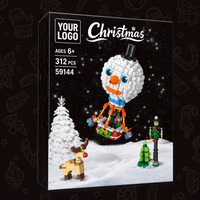 Set de Bloques de Construcción de Camión de Comida Navideño Personalizado de 315 Piezas, Estilo MOC de Arquitectura 3D, Remolque STEM, Juguete de Construcción DIY, OEM ODM