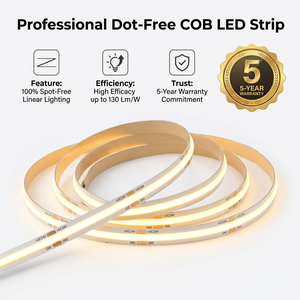 Bande lumineuse LED COB sans points 24V 320LEDs/m Haute efficacité 130Lm/W Bande lumineuse LED flexible avec CRI90 pour éclairage linéaire - Product Image 1
