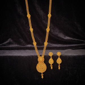 Antique Long Women's Necklace <b>Set</b> with Gold Plated Alloy Wedding Engagement Party Gift Jewelry 17605GOLD - Product Image 3