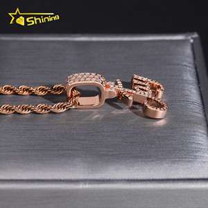 Colgante Personalizado con Nombre en Moissanita, <span class=keywords><strong>Plata</strong></span> de Ley 925 Chapada en Oro, Pasa la Prueba del Diamante, Moissanita con Incrustaciones de Circonitas - Product Image 6