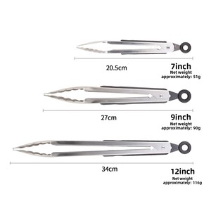 Pinces <span class=keywords><strong>de</strong></span> cuisine en acier inoxydable <span class=keywords><strong>de</strong></span> 7, 9 et 12 pouces avec poignée antidérapante et verrouillage, idéales pour la cuisson et le <span class=keywords><strong>barbecue</strong></span> - Product Image 6