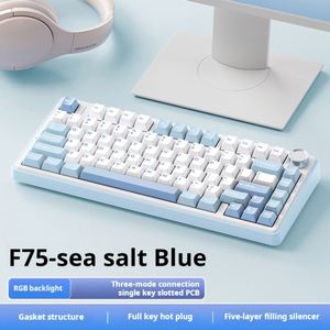 X517 F75 Oem Logo <b>Wired</b> Usb Rgb <b>Led</b> <b>Light</b> Pc Computer Custom 2.4g Wireless Gaming Mechanical Switch 75% Keyboard - Product Image 2