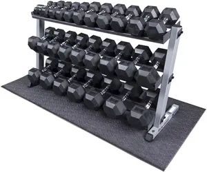 Factory Price Black Rubber Hexagonal Dumbbells Gym Use 10 kg 40kg 50kg Hex Dumbbell Sets for Fitness