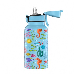 Botellas Infantiles Personalizadas de 350 ml con Diseño de Animales Marinos, Impresión 3D, Recubrimiento en Polvo, Doble Pared, Antiderrames y Portátiles - Product Image 6