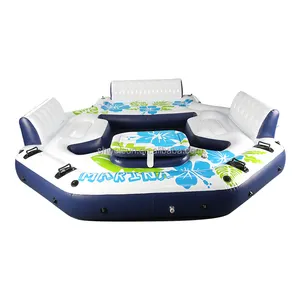 Customized Inflatable Big Party Island Floatie Water Fun Large Blow Up Summer Beach Swimming Floaty Party Lounge