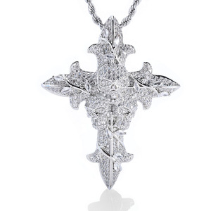 Pendentif Croix Crâne Moissanite VVS, Breloque Squelette en Argent Sterling 925, Style Hip Hop Bling Sombre, Certifié GRA, Testé au Diamant - Product Image 6