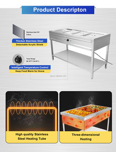 Catering Equipment Stainless Steel Buffet Bain Marie <b>Food</b> <b>Warmer</b> <b>Electric</b> Steam Heater Table Glass Guard Energy Saving Mode - Product Image 3