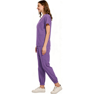 Daoyi Scrub Suit Set Unisex Elastic Fit Medical Workwear Uniforms Polyester Fabric All Sizes - Product Image 1