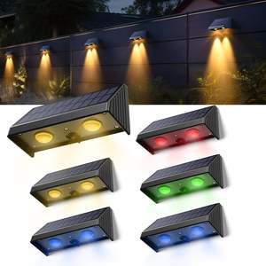 Vente en gros de lampes murales LED solaires à batterie au lithium étanches IP65 RGB avec capteur pour la décoration extérieure du jardin - Product Image 1