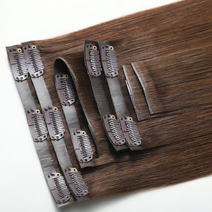 100% 천연 큐티클 정렬 브라질리언 인모 인젝션 클립인 익스텐션, 투명 무봉제 PU 클립인 스킨 웨프트 - Product Image 1