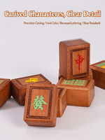 Ensemble de Mahjong Premium en Bois Massif Lati, Tuiles de Mahjong Sculptées à la Main pour Jeu de Loisirs sur Table Domestique