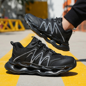 917- Lightweight Safety Shoes air Sport Sneakers <strong>Steel</strong> <strong>Toe</strong> <strong>Cap</strong> Work <strong>Boots</strong> <strong>Women</strong> Men,ZG Brand Side Reflective Safety Shoes Black - Product Image 1