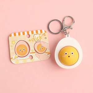 Llavero de simulación con botón de huevo de té, accesorio antiestrés, cara divertida y adorable - Product Image 4