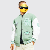 Veste universitaire d'hiver pour homme DCY, col rond, en cuir, coupe-vent, style hip-hop, motif lettres, logo personnalisé