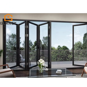 Pintu Lipat Aluminium Eksterior Rumah Villa dengan Kaca Alloy untuk Balkon dan Patio, Dilengkapi Kasa Nyamuk - Product Image 1
