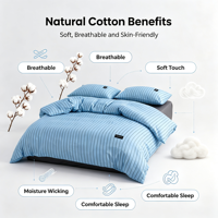 Ensemble de housse de couette et drap-housse géométrique simple en coton biologique écologique, taille King, 300 fils, toutes saisons