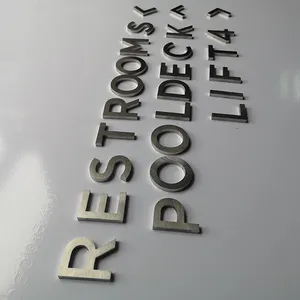 Laser corte plano metal letra sinal diy escovado acabamento bloco estilo alfabeto logotipo assinatura 3d