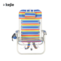 Chaise de plage pliable Kejie à 4 positions avec cadre en aluminium, capacité de 250 lb, grande poche de rangement, polyester 600D, mobilier d'extérieur