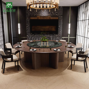 Hotel Suite tavolo da pranzo di lusso con sala pigro <span class=keywords><strong>Susan</strong></span> VIP sala banchetti tavolo elettrico rotondo e sedie in legno massello - Product Image 5