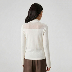 Pull en maille mélange de laine <span class=keywords><strong>pas</strong></span> <span class=keywords><strong>cher</strong></span>, col roulé mi-haut, manches longues, polyvalent, élégant, pour femmes - Product Image 2