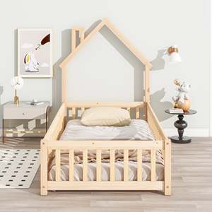Children's Floor Bed Wood Products Luxury Bed <b>Table</b> Toy Crafts <b>Shelf</b>-Handcrafted Modern Wood Processing Bedroom Application - Product Image 1