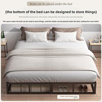Cadre de lit en fer de style nordique pour chambre à coucher avec tube carré élargi et double structure en acier
