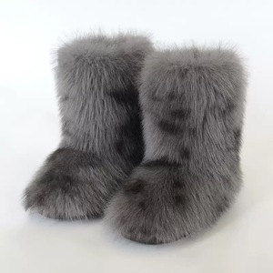 Bottes basses pour femmes en fourrure moelleuse de luxe, tendance automne-hiver, bottes courtes en peluche - Product Image 3