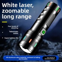 Lampe torche puissante à LED laser blanc fluorescent, torche lumineuse de nuit, étanche, type-C USB, affichage numérique, lampes de poche d'extérieur
