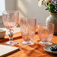 Verre à vin gobelet vintage coloré personnalisé avec pied, gaufré, écologique, résistant au lave-vaisselle, capacité 230 ml, idéal pour les fêtes