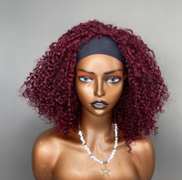 Peluca con Diadema de Cabello Humano con Rizos Pixie, Lista para Usar, Transpirable y Ligera para el Verano, Peluca sin Pegamento