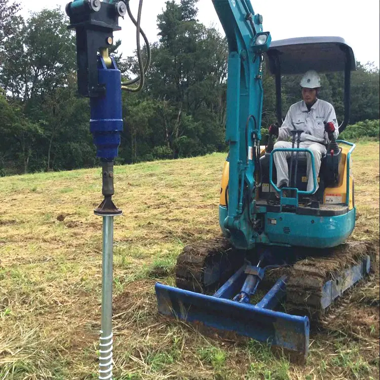 Martillo hidráulico para atornillar, máquina de erección de poste conectada a la excavadora