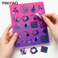 Feuille d'autocollants personnalisés découpés à la forme, motif Y2K dégradé abstrait Lune de cristal, en vinyle imperméable pour coque de téléphone, écouteurs, skateboard