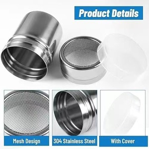 Distributeur de café en acier inoxydable fantaisie avec couvercle en plastique translucide, couvercle à mailles fines, shaker à sucre et cacao pour récipient de stockage alimentaire - Product Image 6