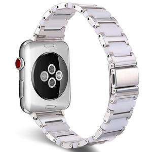 Bracelet de montre en céramique en acier inoxydable pour <span class=keywords><strong>Apple</strong></span> <span class=keywords><strong>Watch</strong></span> Band Series 7 6 <span class=keywords><strong>5</strong></span> 4 3 2 1iWatch 38 40 42 44mm Style croisé Bracelet de poignet - Product Image 2