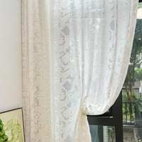 Cortinas Voile Blancas con Diseño Floral en Relieve 3D, Estilo Vintage, Directo de Fábrica, Jacquard Francés, Filtrado de Luz