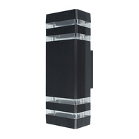 Applique murale LED extérieure étanche à double tête 12W, support carré E27, base en acier inoxydable, pour cour, couloir, porte d'entrée