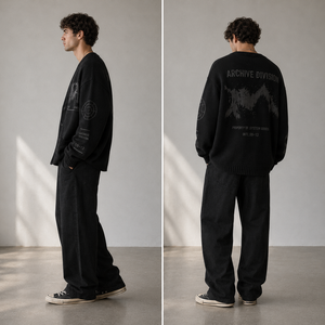<strong>Mens</strong> Heavyweight Knitted Cardigan Sweater <strong>V</strong> <strong>Neck</strong> Archive Graphic Button up Oversized Streetwear Knitted <strong>Jumper</strong> Outerwear - Product Image 5