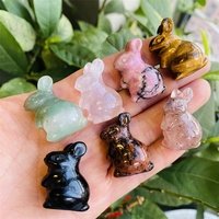 Vente en gros animal en cristal sculpté à la main agate multicolore pierre de lapin pour décoration cadeau