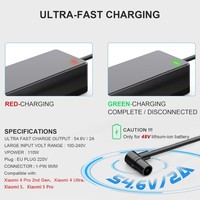 Chargeur de scooter 54,6 V 2 A pour Xiaomi 4 Pro Max Plus Ultra 2e génération, Xiaomi 5 Max Pro, Ninebot ZT3 Pro, chargeur de batterie au lithium 48 V