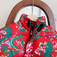 Traditionelle chinesische Pufferjacke mit floralem Druck im nordöstlichen Stil für Damen und Herren, warmer Wintermantel, Ethno-Stil, Vintage-Streetwear